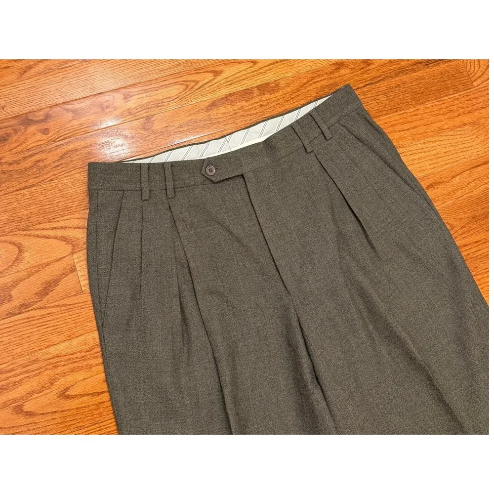 Ermenegildo Zegna Soft Wool Pleated Pants Fits Mens 34x30 Green Cuffed *READ